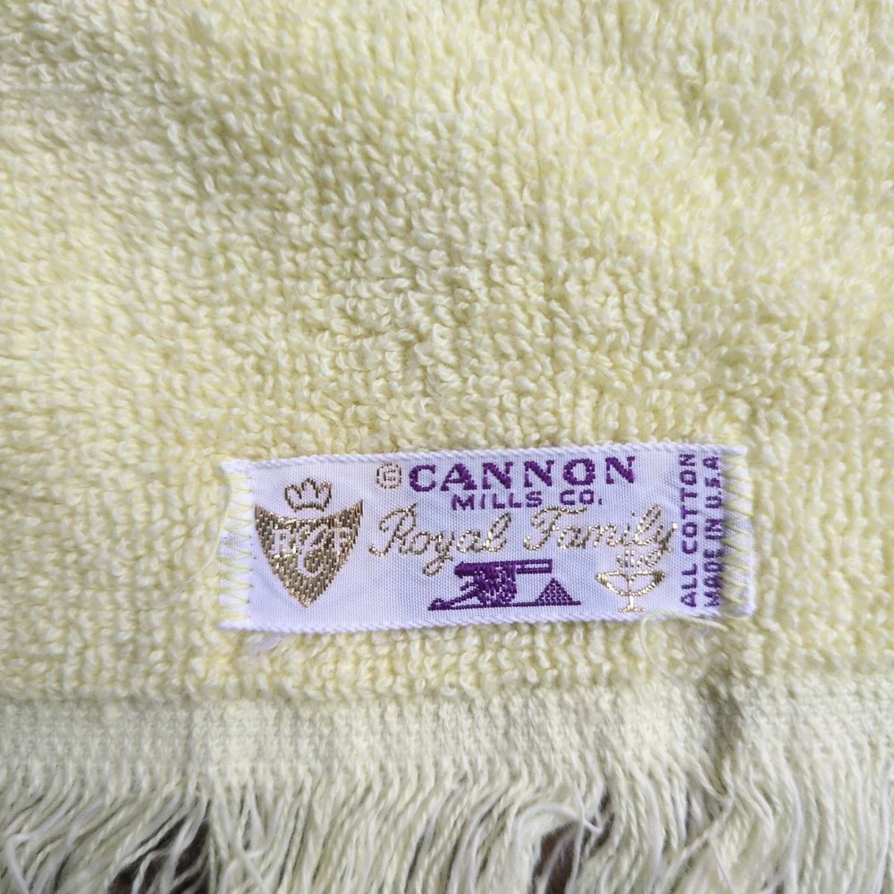 Vintage Cannon Royal Family 4pc Towel Set‎ Yellow Floral Rose Fringed Bath Hand